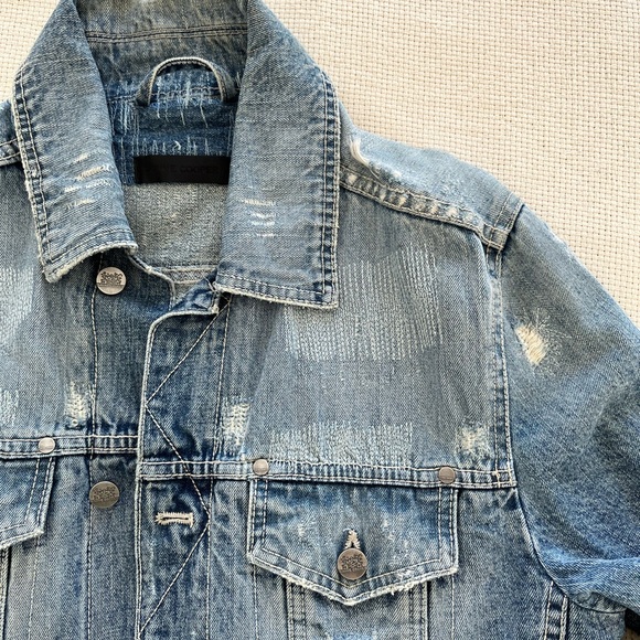 Wayne Cooper Distressed Denim Jacket Unisex Size M - Picture 3 of 6
